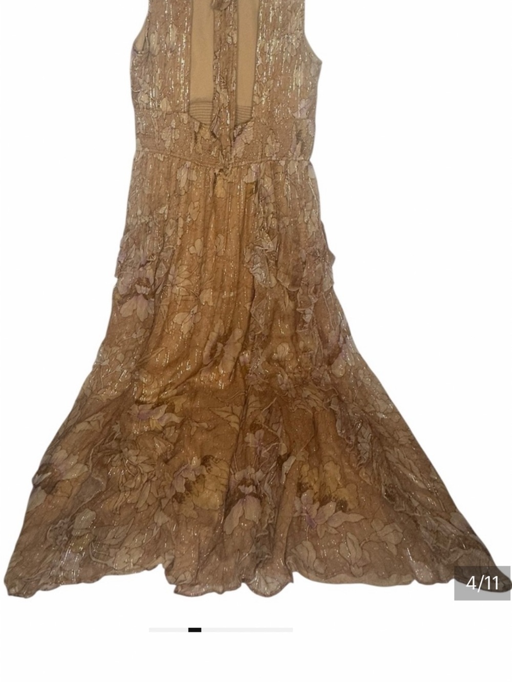 NWT Anthropologie BHLDN Juniper Tiered Backless Metallic Maxi Gown XL - Picture 13 of 15